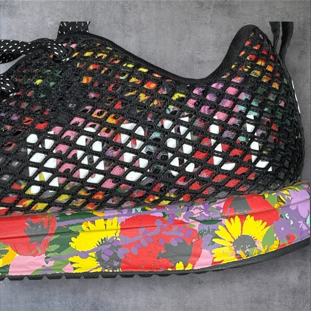 NOBULL Runners Sneaker Shoes Black Mesh Floral Superblossom  Womens 10 Tropical